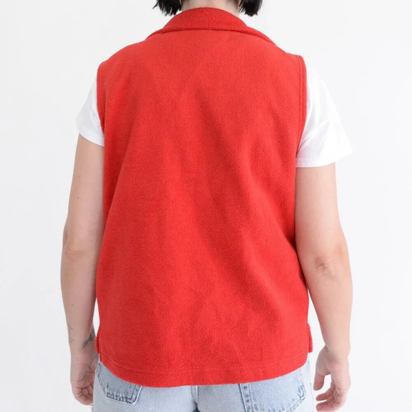 Vintage Denver Hayes Red Embroidered Snowman Festive Fleece Zip Sweater Vest L - Picture 3 of 9